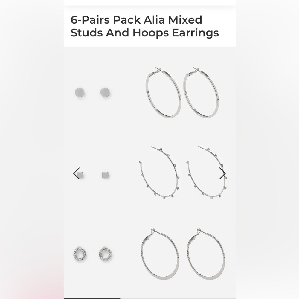 6 pack mixed stud earrings silver